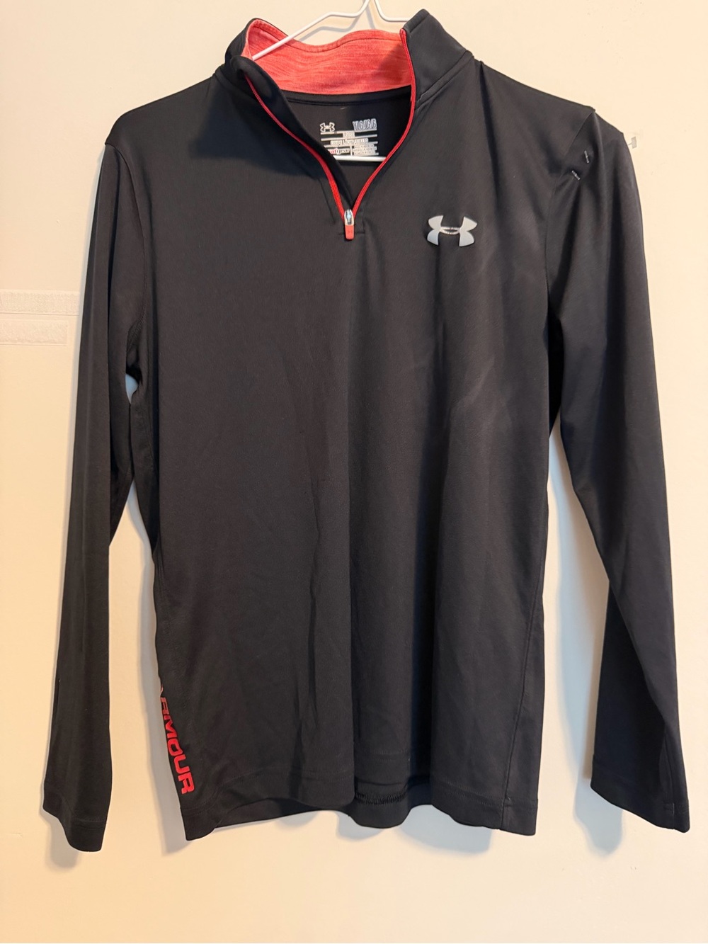 Under Armour Black Long-Sleeve Quarter-Zip with Red Accents